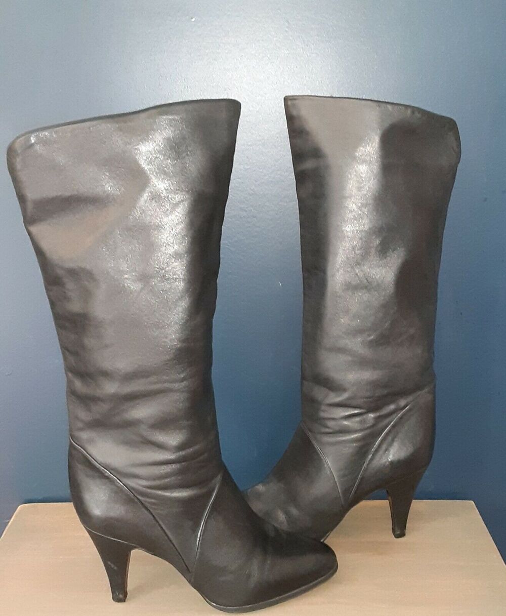 Bandits Buttery Soft Black Leather Knee High Boots Sz8M NOTE